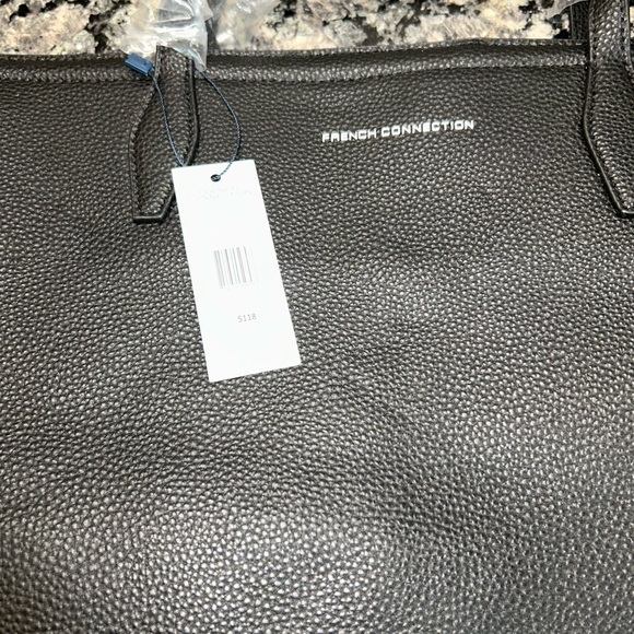 French Connection Bethan Pebble Tote Black 12X14X6 in. Brand New Dust Bag Incl. - Picture 4 of 15